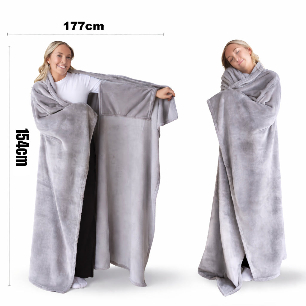 Koc z Rękawami ARCTICA Oversize Szary – Miękki i Ciepły do Noszenia w Domu