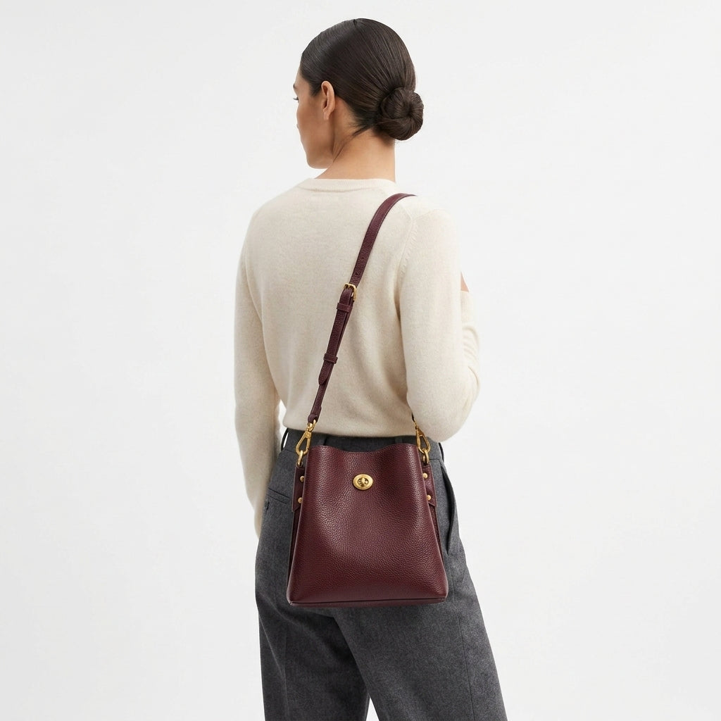 Damska Torebka Bucket na Ramię Crossbody ze Skóry PU Pojemna