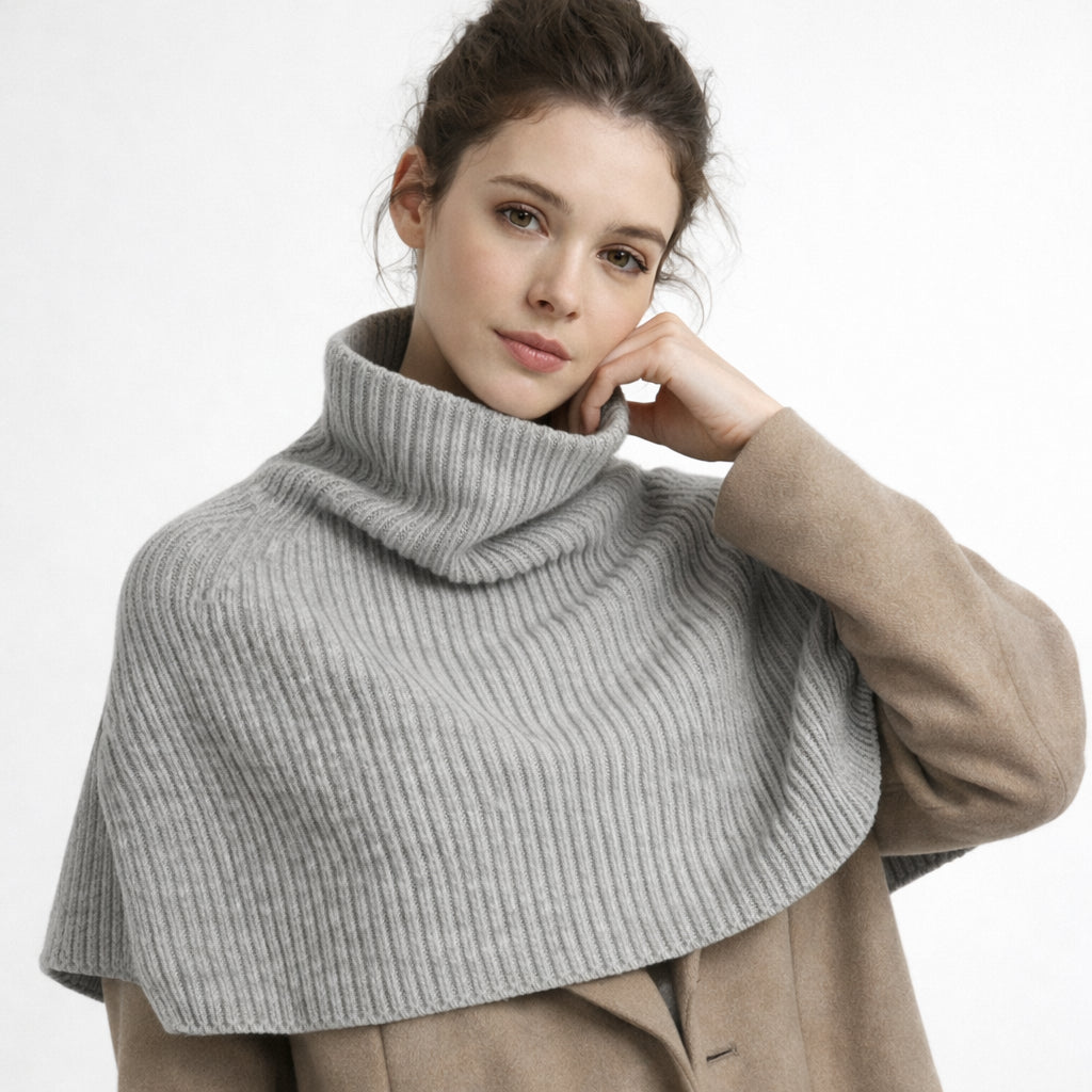 Szalik NORVIA Damski Dzianinowy Szary z Golfem – Miękki i Ciepły