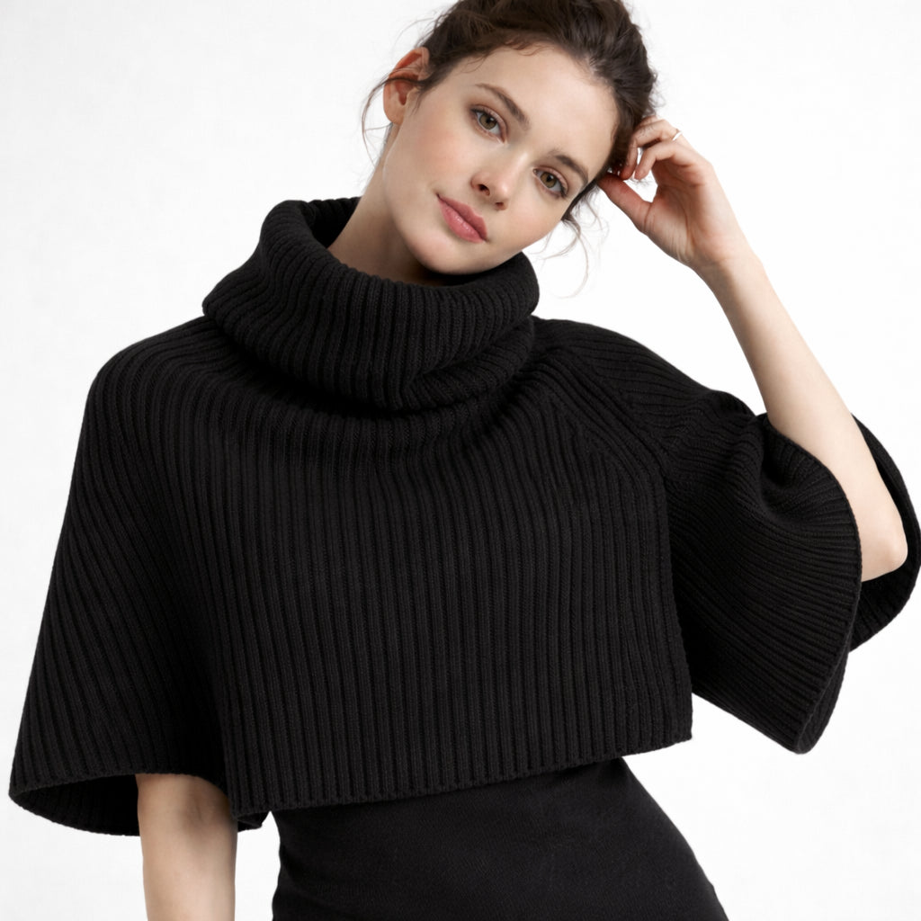 Szalik VELORA Damski Dzianinowy Oversize Czarny z Golfem – Miękki i Ciepły
