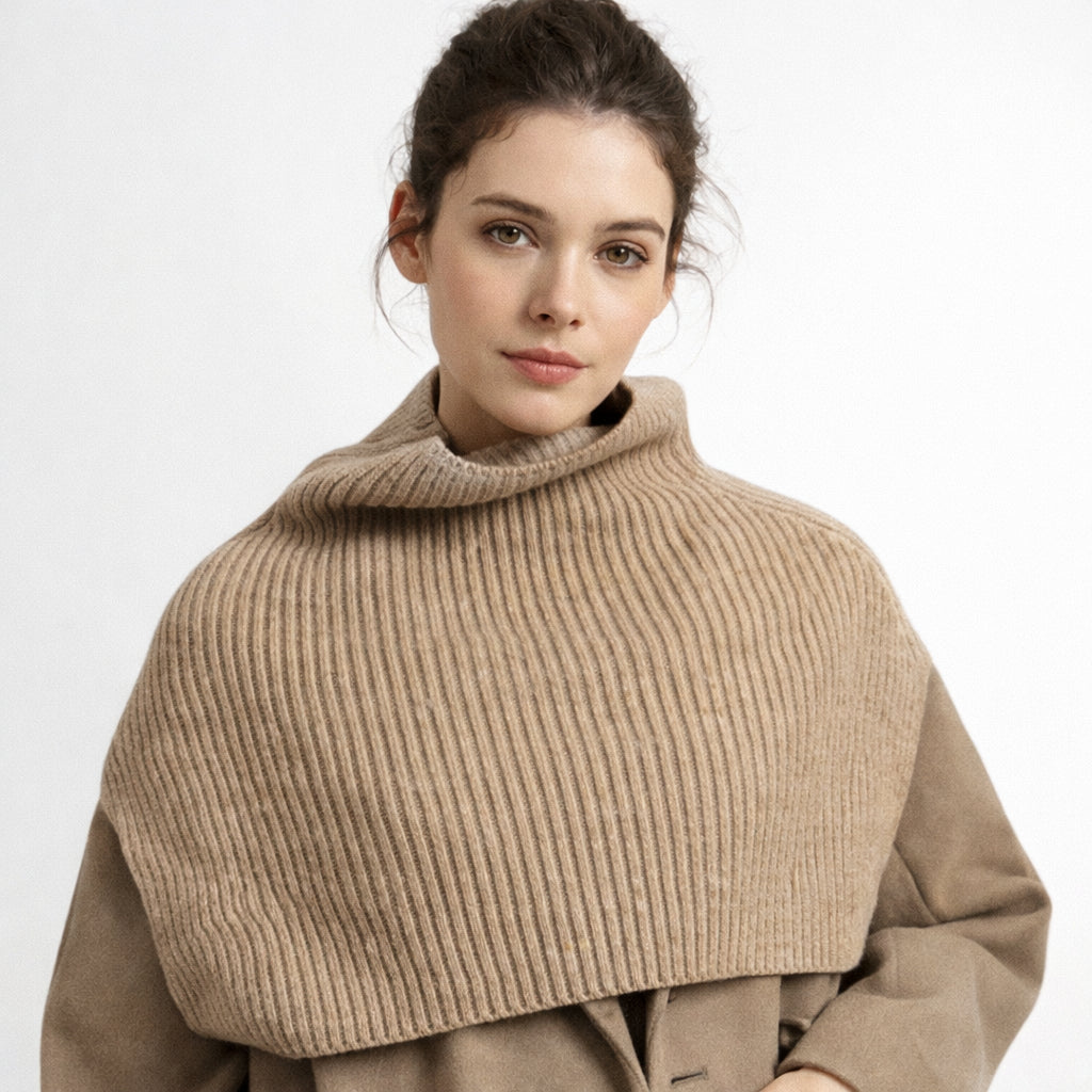 Szalik ELIN Damski Dzianinowy Zimowy z Golfem Beżowy – Ciepły i Miękki