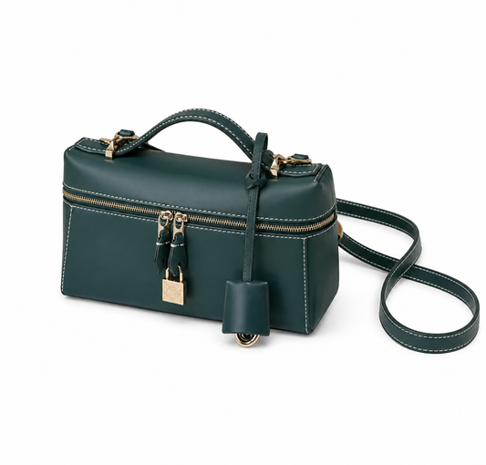 Mała Damska Torebka Kuferek na Ramię Crossbody ze Skóry PU