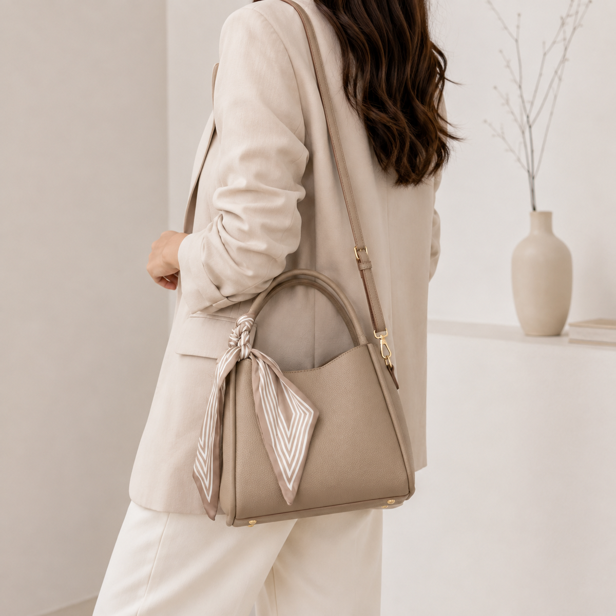 Damska Torebka Worek ze Skóry Naturalnej na Ramię Crossbody