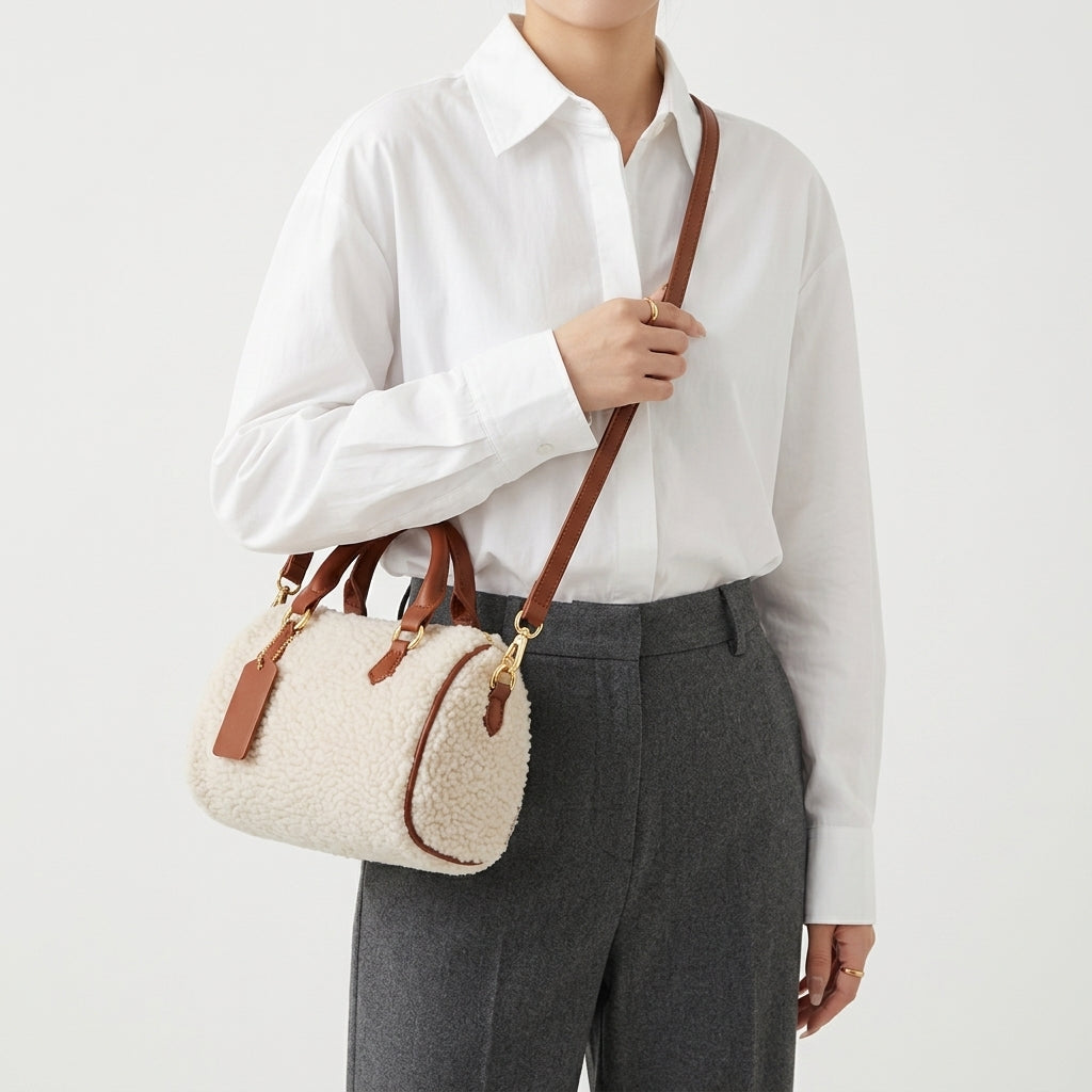 Damska Torebka Teddy na Ramię Mini Crossbody z Zapięciem na Zamek
