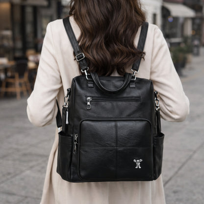 Plecak Miejski VERA Elegancki ze Skóry Czarny do Pracy i na Studia