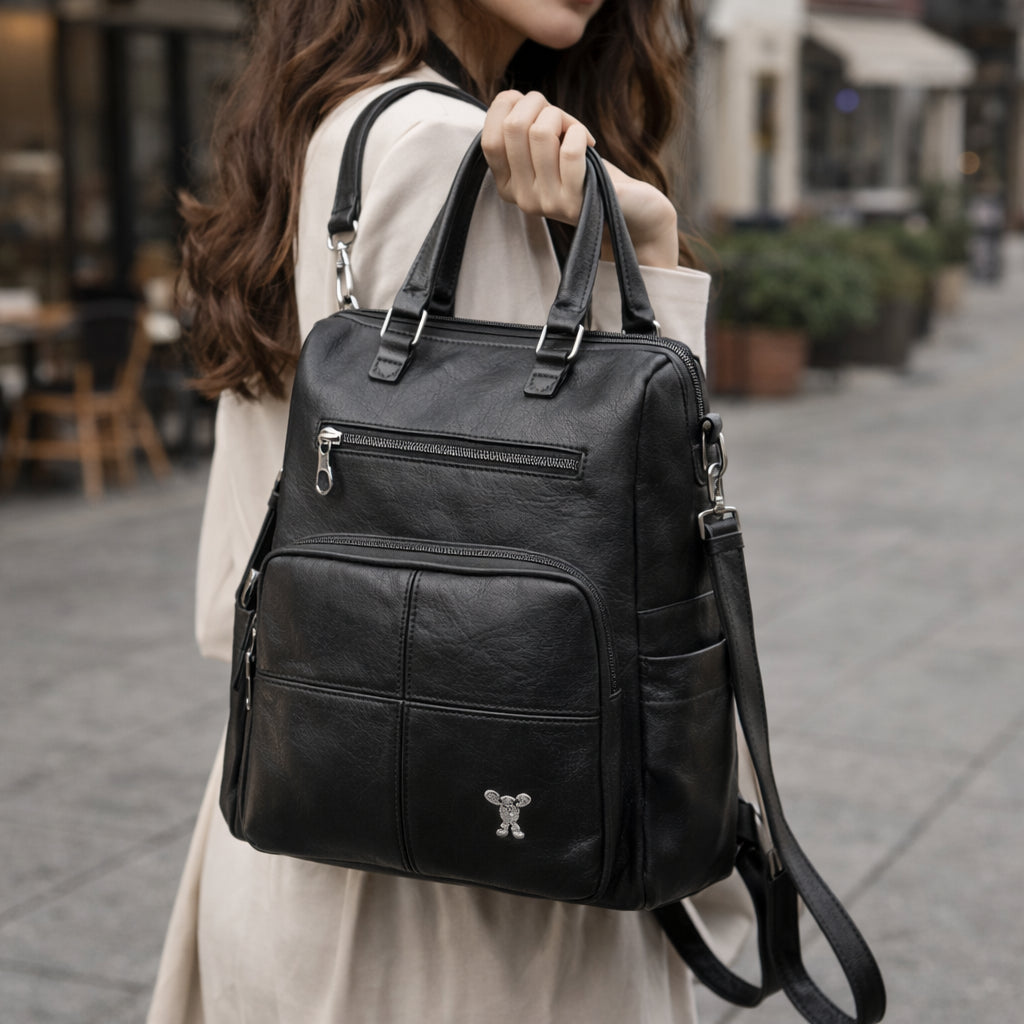 Plecak Miejski VERA Elegancki ze Skóry Czarny do Pracy i na Studia