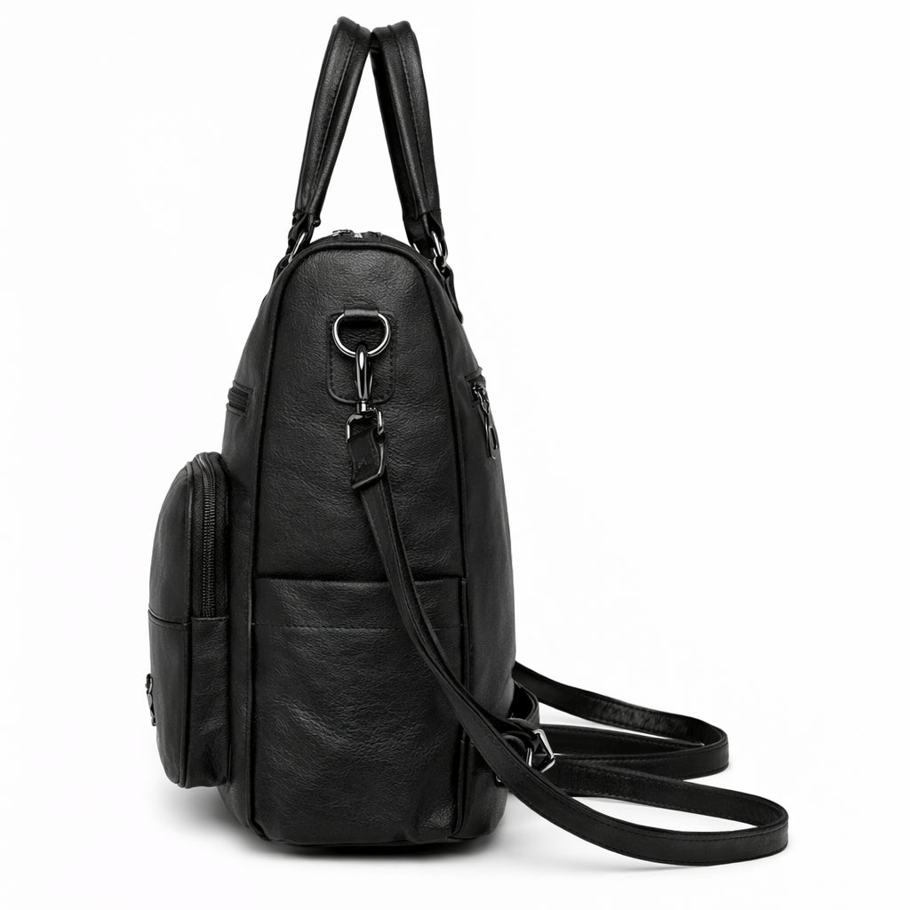 Plecak Miejski VERA Elegancki ze Skóry Czarny do Pracy i na Studia