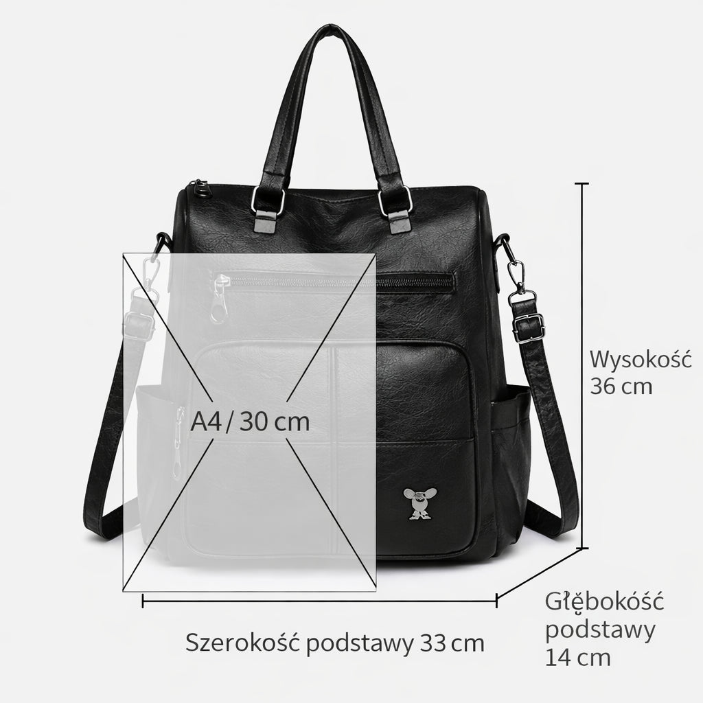 Plecak Miejski VERA Elegancki ze Skóry Czarny do Pracy i na Studia