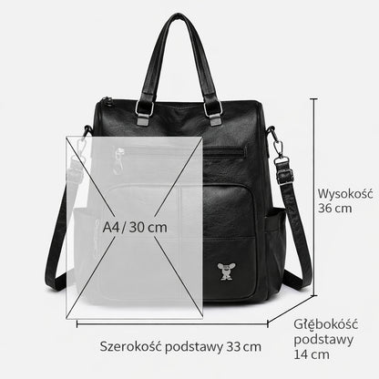 Plecak Miejski VERA Elegancki ze Skóry Czarny do Pracy i na Studia