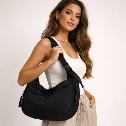 Saszetka Miejska URBAN Crossbody Damska Czarna z Regulowanym Paskiem