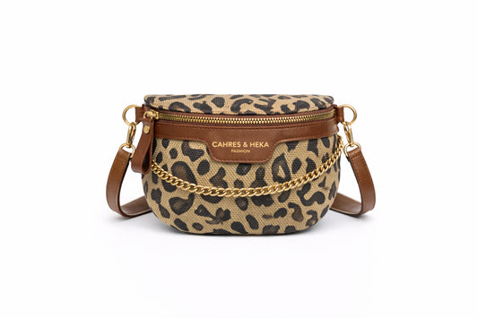 Saszetka Miejska LUNA Crossbody 3w1 w Panterkę z Regulowanym Paskiem