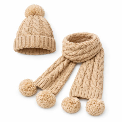 Zestaw Czapka i Szalik MILENA Zimowy 2w1 Beżowy – Ciepły i Miękki Damski