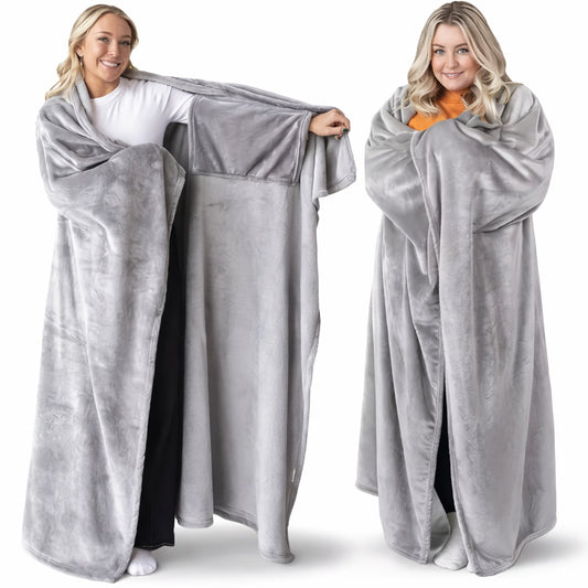 Koc z Rękawami ARCTICA Oversize Szary – Miękki i Ciepły do Noszenia w Domu