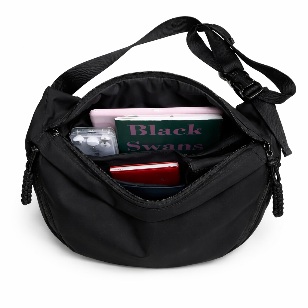 Saszetka Miejska URBAN Crossbody Damska Czarna z Regulowanym Paskiem