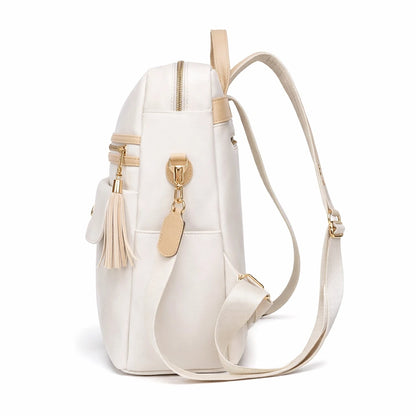 Plecak AURIA Damski Miejski Biały z Kieszenią na Zamek i Regulowanymi Paskami