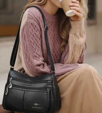 Torebka Miejska NORA Damska Czarna na Ramię i Crossbody z Regulowanym Paskiem