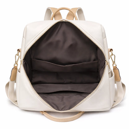 Plecak AURIA Damski Miejski Biały z Kieszenią na Zamek i Regulowanymi Paskami